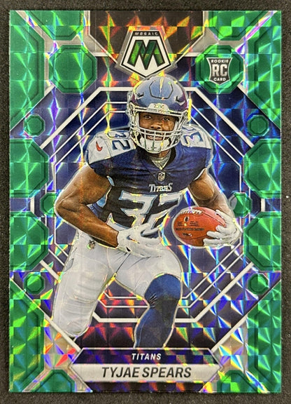 Tyjae Spears 2023 Panini Mosaic Green Mosaic Titans Sports Trading Cards