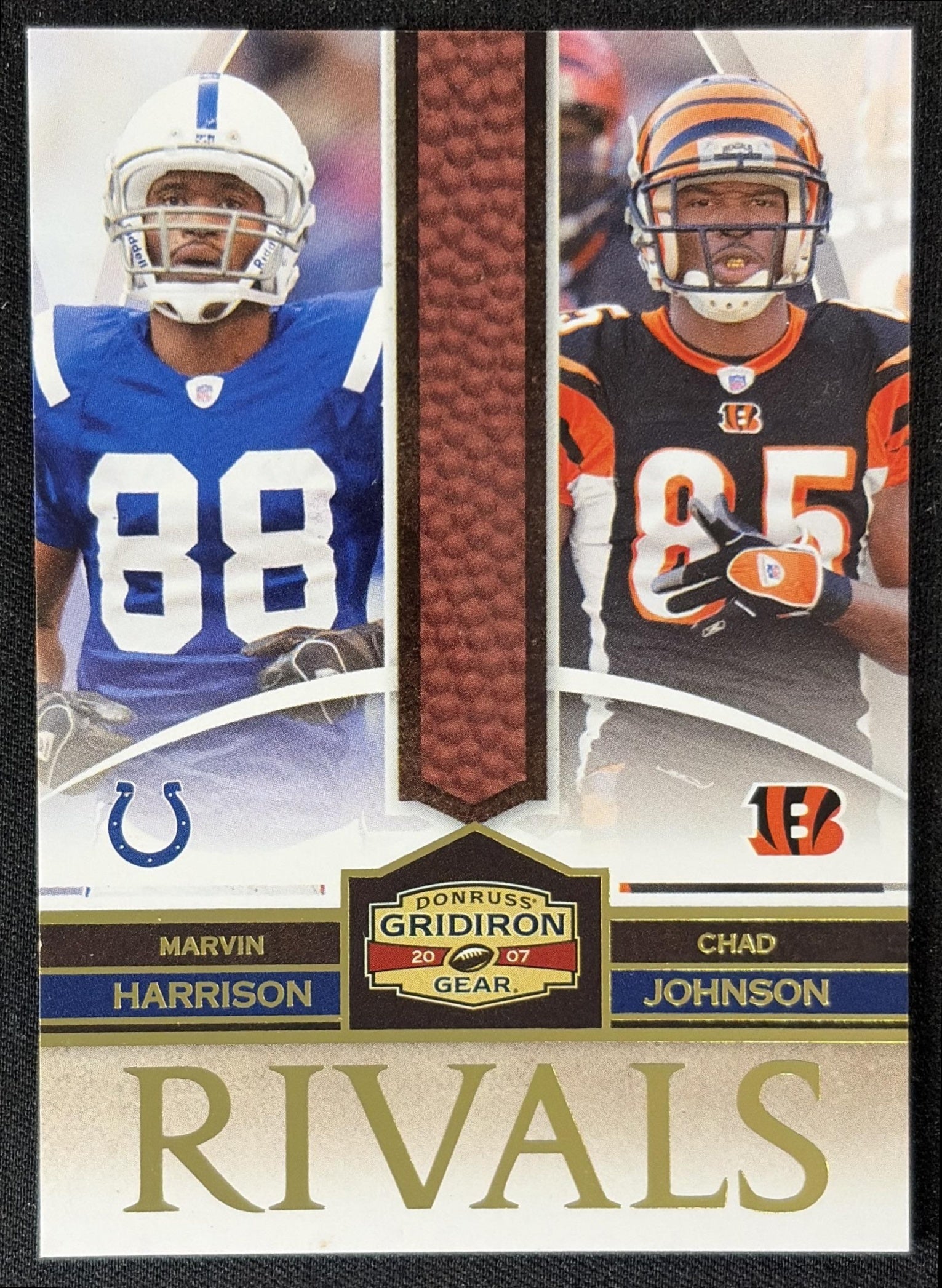Marvin Harrison Chad Johnson 2007 Donruss Gridiron Gear Rivals Gold /500 Colts Bengals front