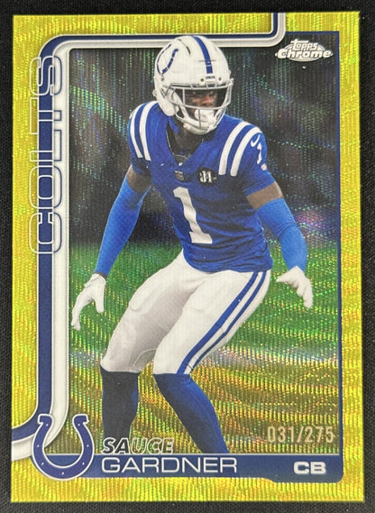 Sauce Gardner 2025 Topps Chrome Yellow Wave Refractor /275 Colts