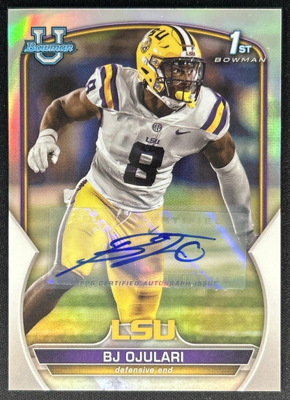 BJ Ojulari 2022 Bowman University Chrome Prospect Auto Refractor /499 Tigers Front