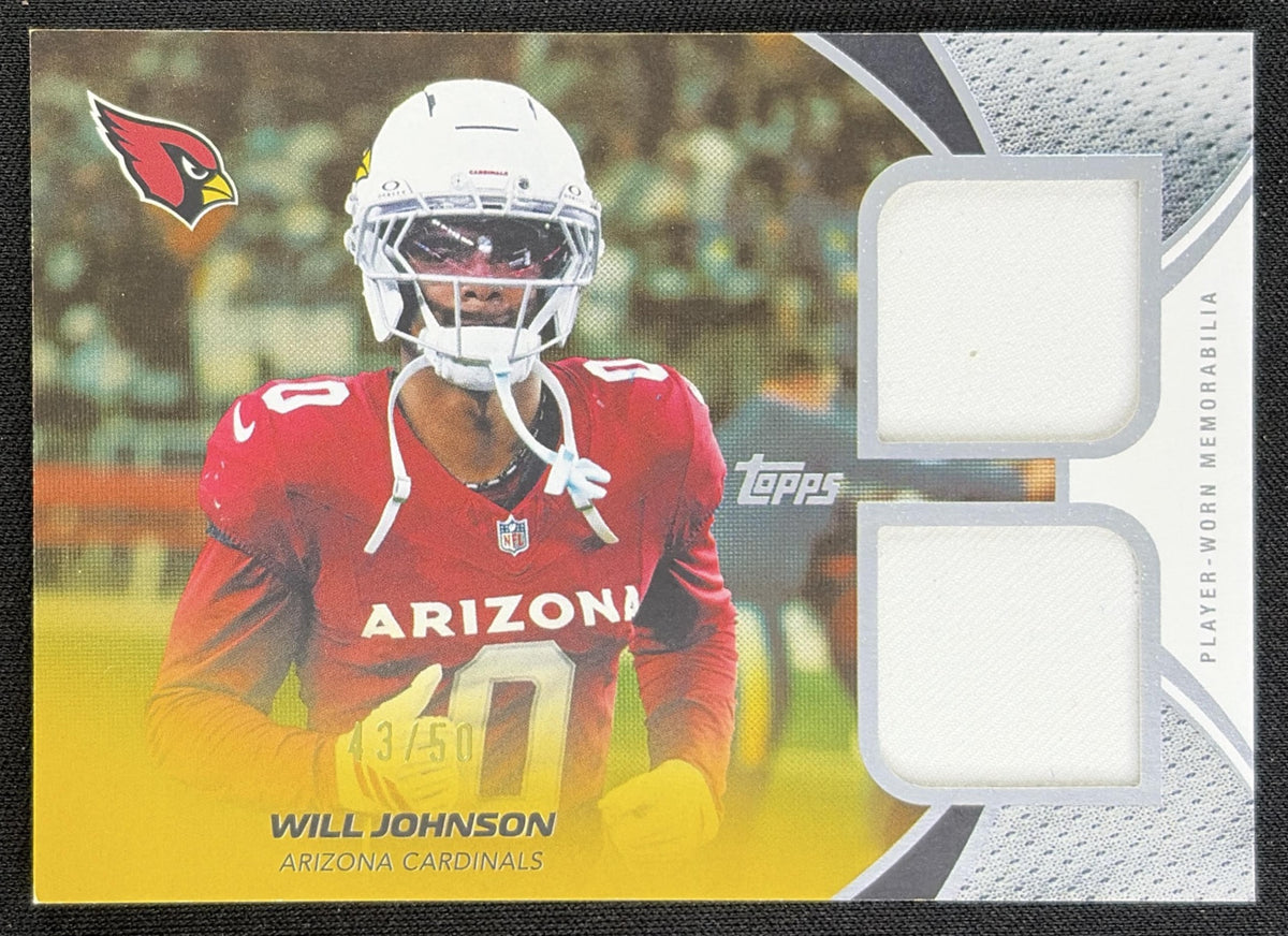 Will Johnson 2026 Topps NFL Material Dual Relic Gold /50 Cardinals