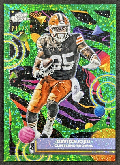 David Njoku 2025 Topps Cosmic Chrome Green Space Dust Refractor /75 Browns Sports Trading Cards