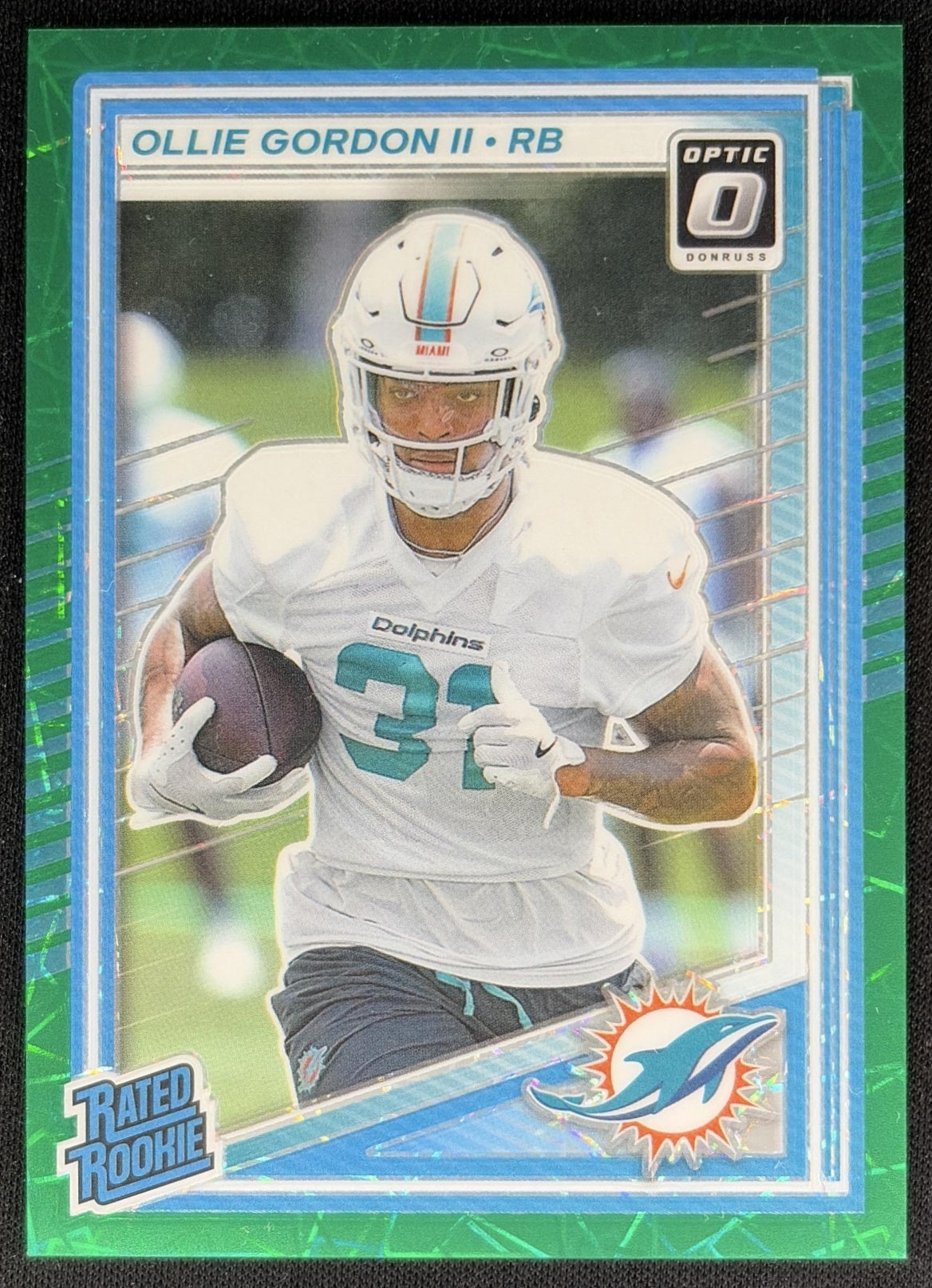 Ollie Gordon II 2025 Donruss Optic Rated Rookie Green Velocity Prizm Dolphins