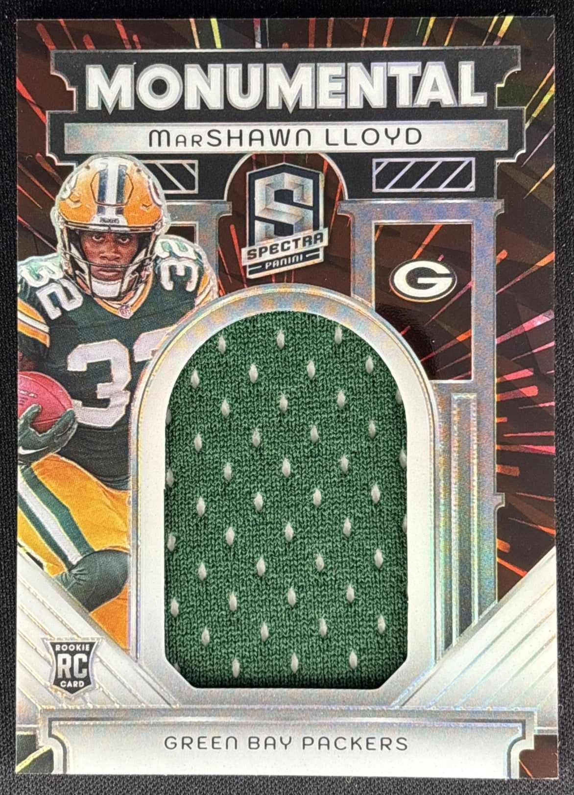 MarShawn Lloyd 2024 Panini Spectra Monumental Memorabilia Hyper /60 Packers Sports Trading Cards