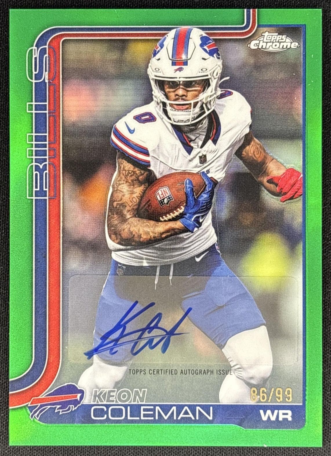 Keon Coleman 2025 Topps Chrome Auto Green Refractor /99 Bills Sports Trading Cards