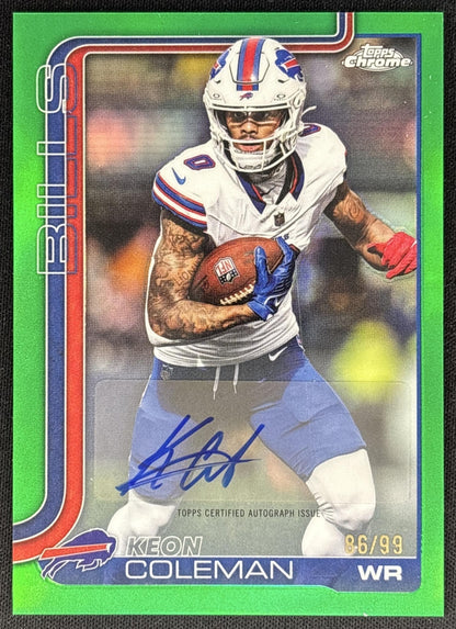 Keon Coleman 2025 Topps Chrome Auto Green Refractor /99 Bills Sports Trading Cards