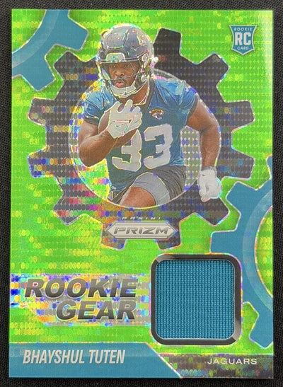 Bhayshul Tuten 2025 Panini Prizm Rookie Gear Neon Green Pulsar Jaguars