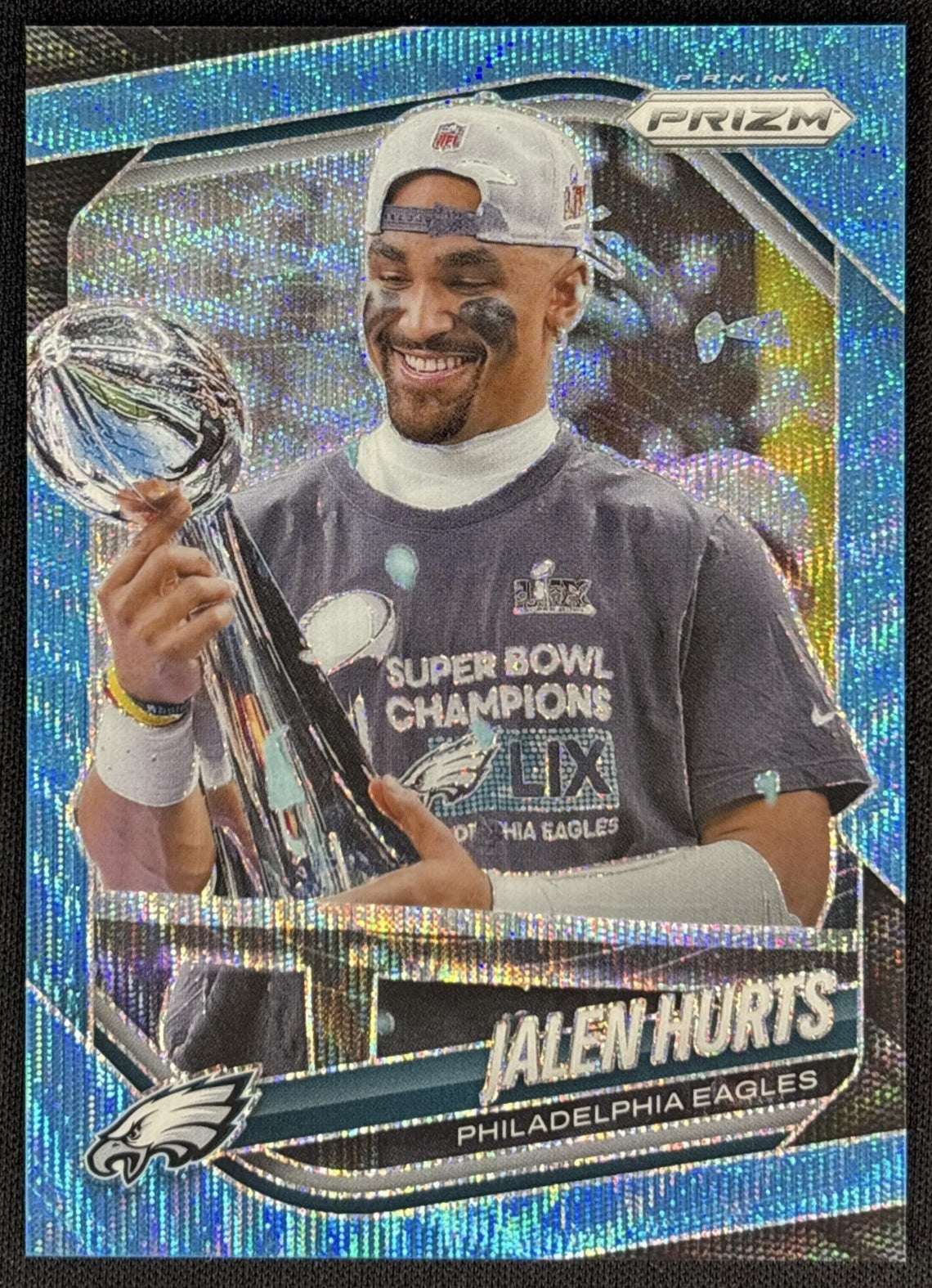 Jalen Hurts 2025 Panini Prizm Blue Wave /230 Eagles front