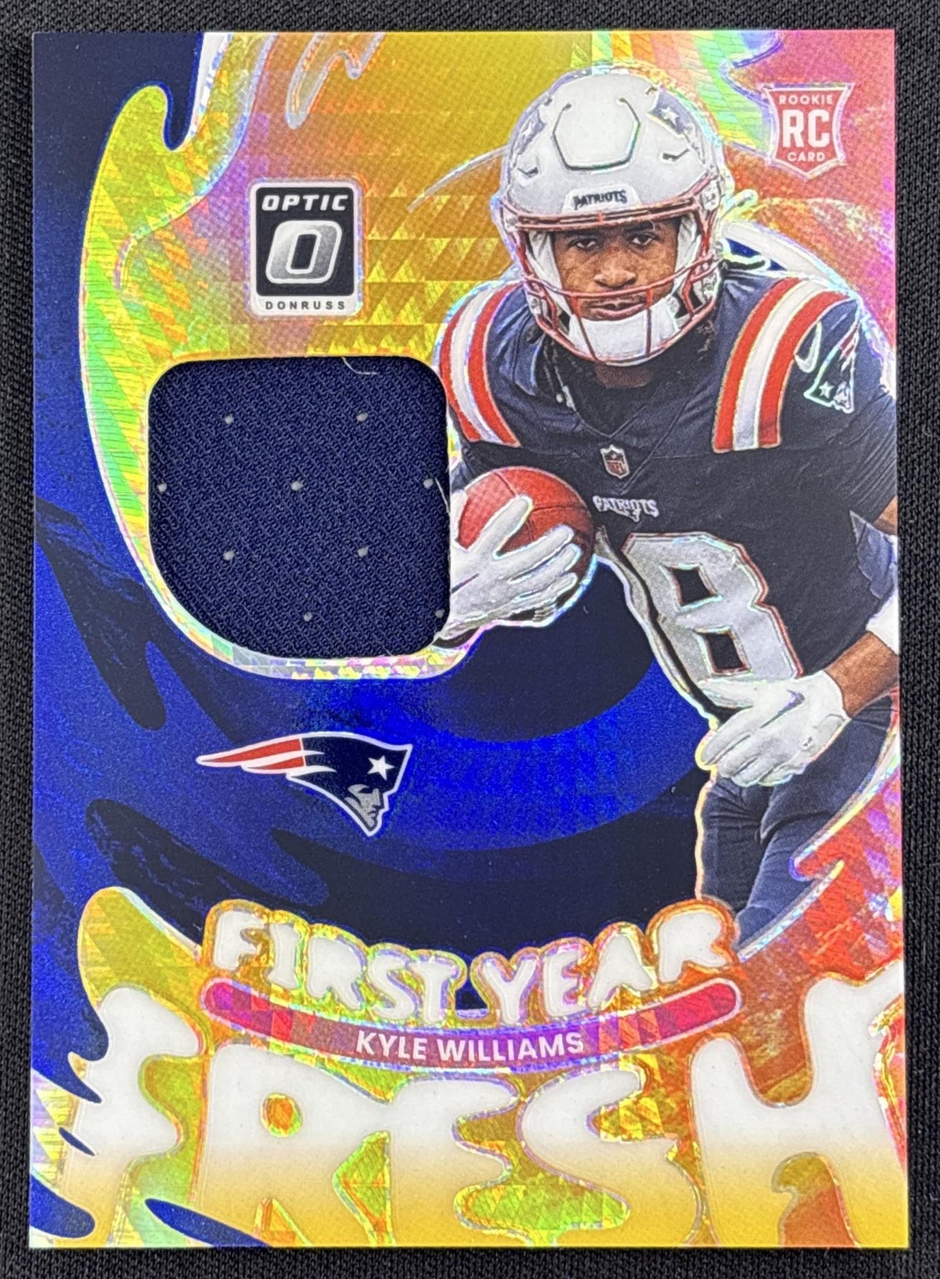 Kyle Williams 2025 Panini Donruss Optic First Year Fresh Blue Hyper Prizm Patriots