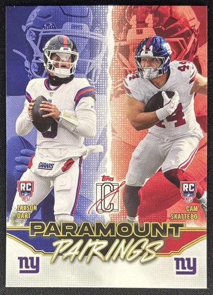 Cam Skattebo Jaxson Dart 2025 Topps Signature Class Paramount Pairings Giants front