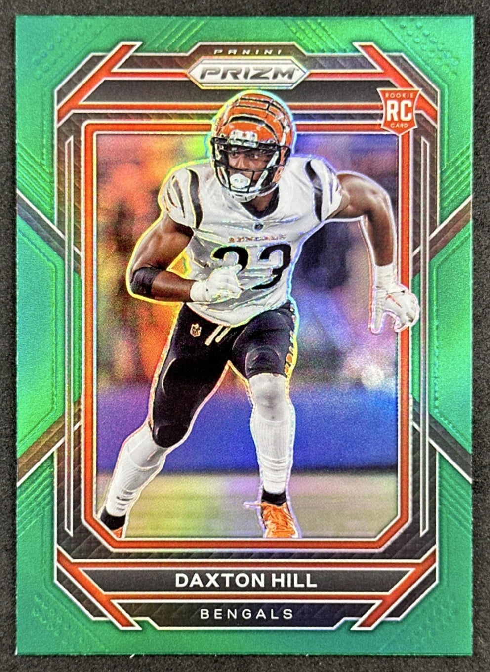 Daxton Hill 2022 Panini Prizm Green Rookie Bengals front sports trading card