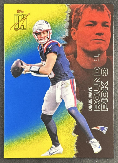 Drake Maye 2025 Topps Signature Class Veteran Blue & Yellow Foil Patriots Sports Trading Cards