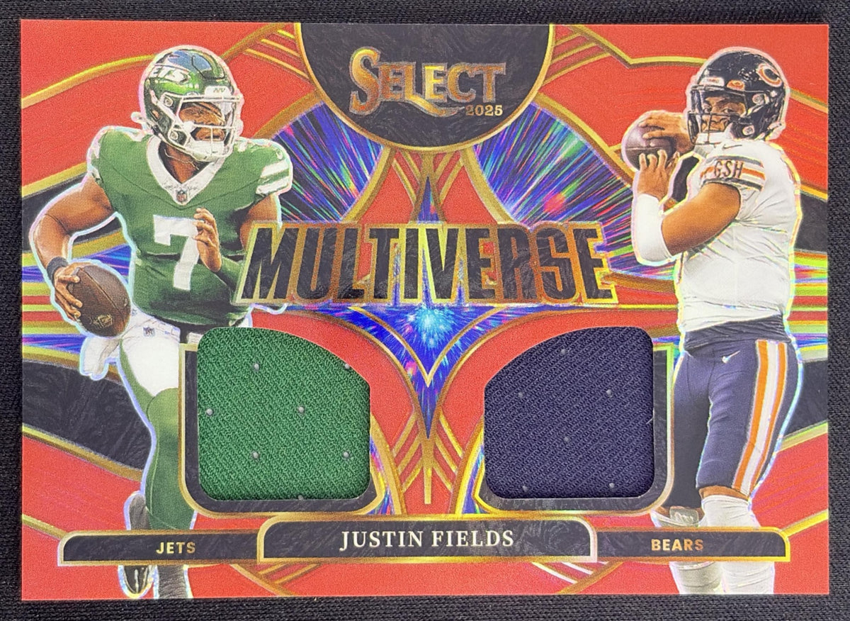Justin Fields 2025 Panini Select Multiverse Jerseys Red Prizm