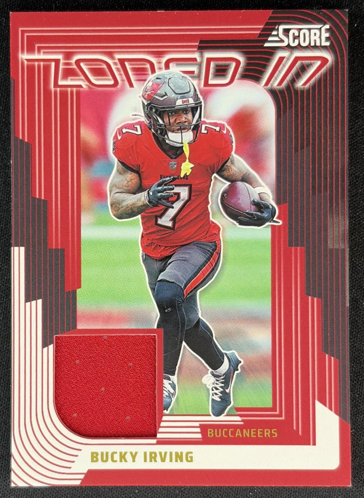 Bucky Irving 2025 Panini Score Zoned In Jerseys Buccaneers front