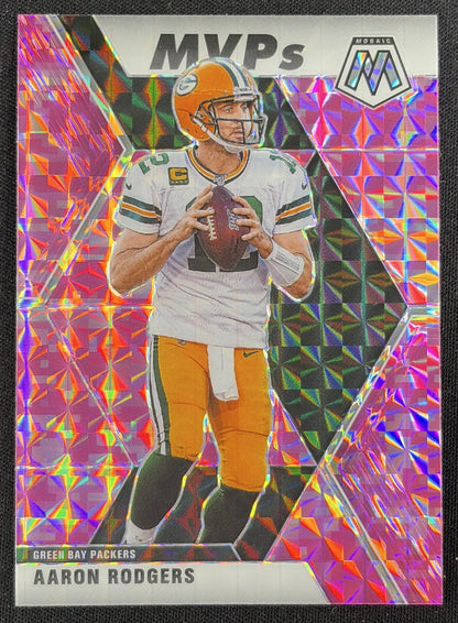 Aaron Rodgers 2020 Panini Mosaic Prizm Camo Pink Packers
