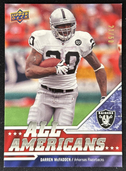Darren McFadden 2009 Upper Deck Draft Edition Blue /50 Raiders Sports Trading Card
