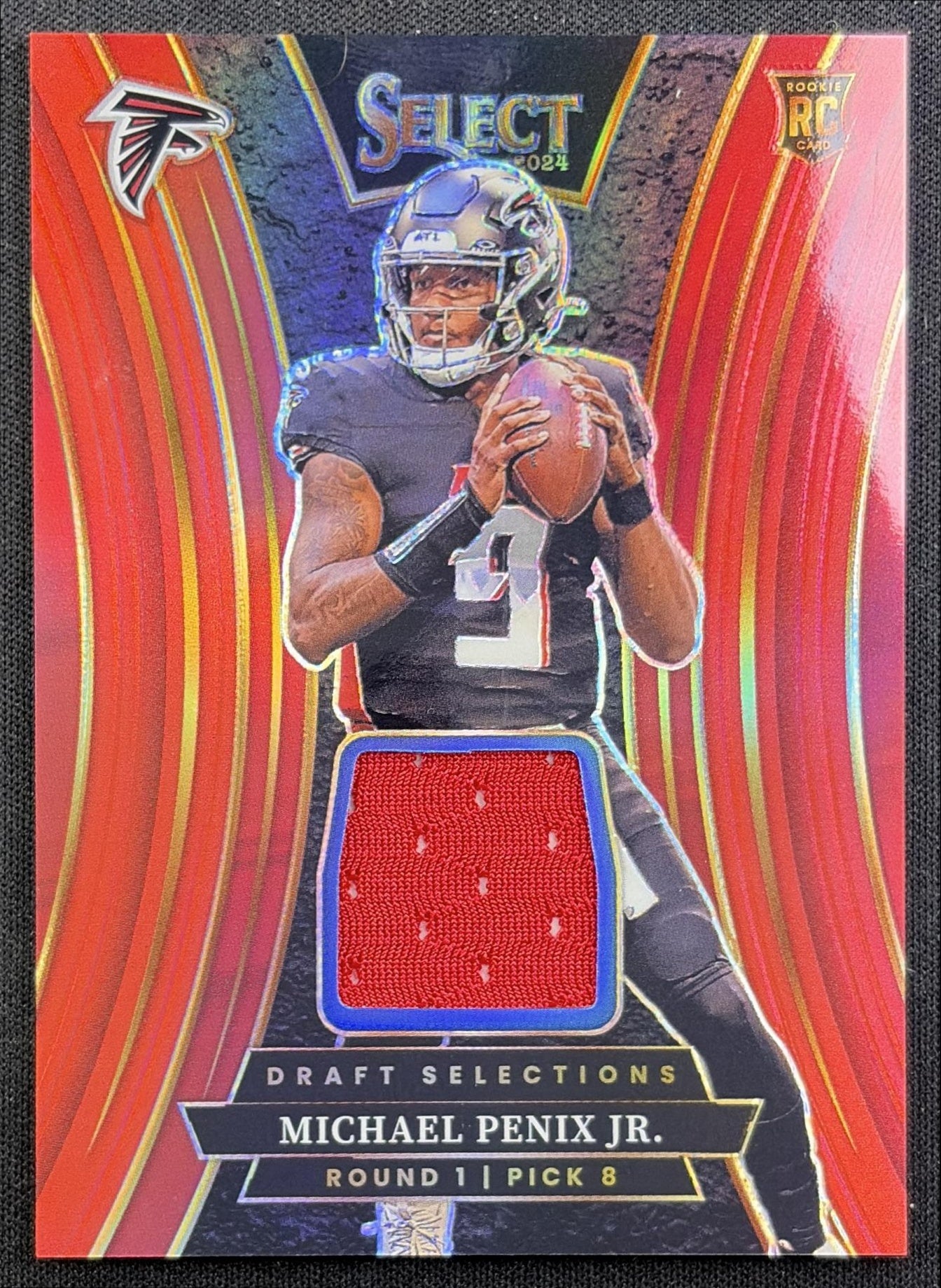 Michael Penix Jr. 2024 Panini Select Draft Selections Memorabilia Red Prizm Falcons front