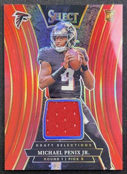Michael Penix Jr. 2024 Panini Select Draft Selections Memorabilia Red Prizm Falcons front
