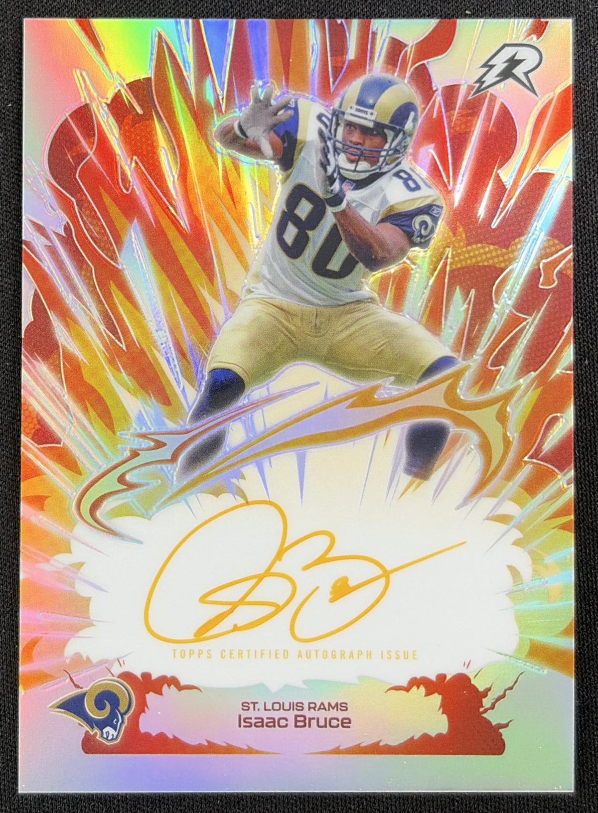 Isaac Bruce 2025 Topps Resurgence Arc Flash Auto Rams