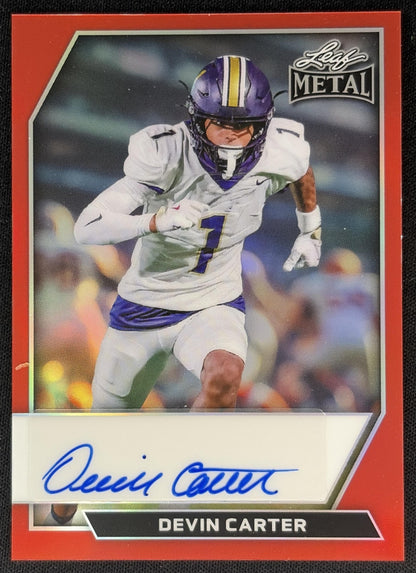 Devin Carter 2026 Leaf Metal Auto Prismatic Red /4