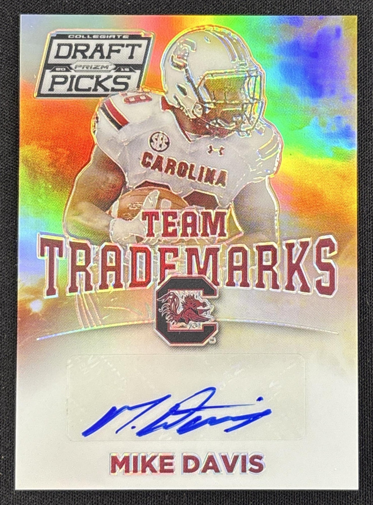 Mike Davis 2015 Panini Prizm Collegiate Draft Picks Team Trademarks Auto Prizms Gamecocks