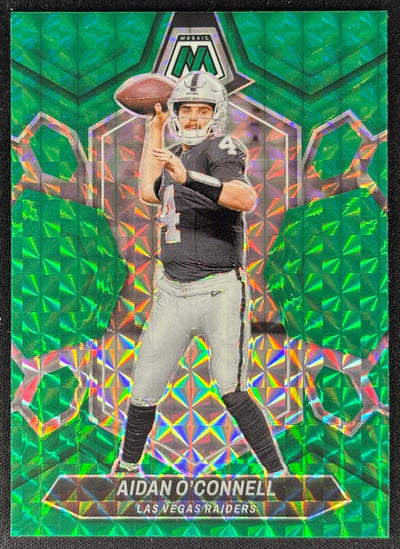 Aidan O'Connell 2024 Panini Mosaic Green Prizm Raiders Sports Trading Cards
