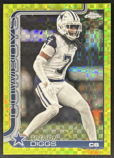 Trevon Diggs 2025 Topps Chrome Lime Green X-Fractor Cowboys front