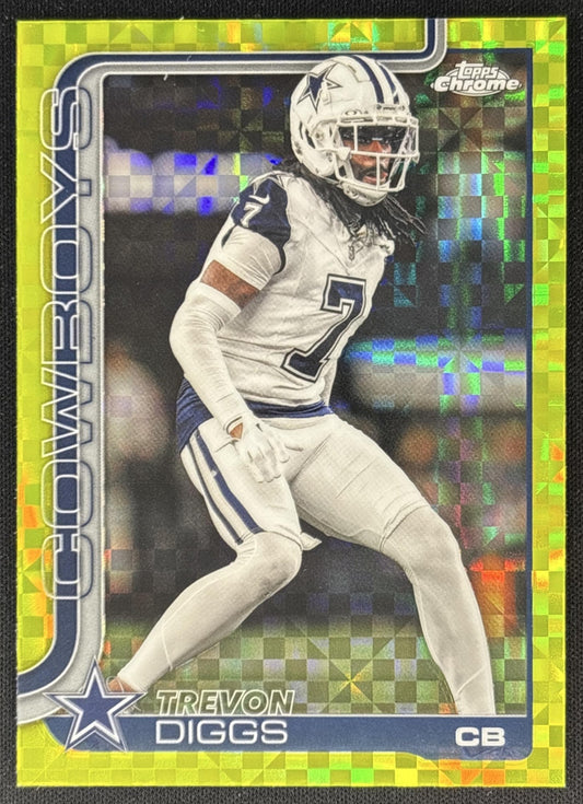 Trevon Diggs 2025 Topps Chrome Lime Green X-Fractor Cowboys front