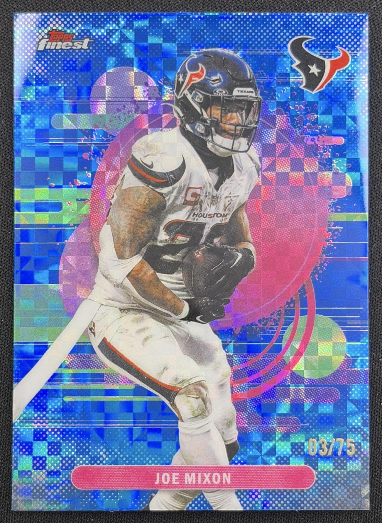 Joe Mixon 2025 Topps Finest Uncommon Blue X-Fractor /75 Texans