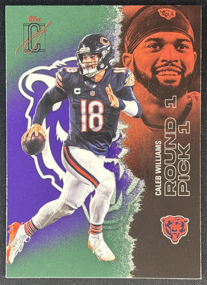 Caleb Williams 2025 Topps Signature Class Veteran Green & Purple Foil Bears front