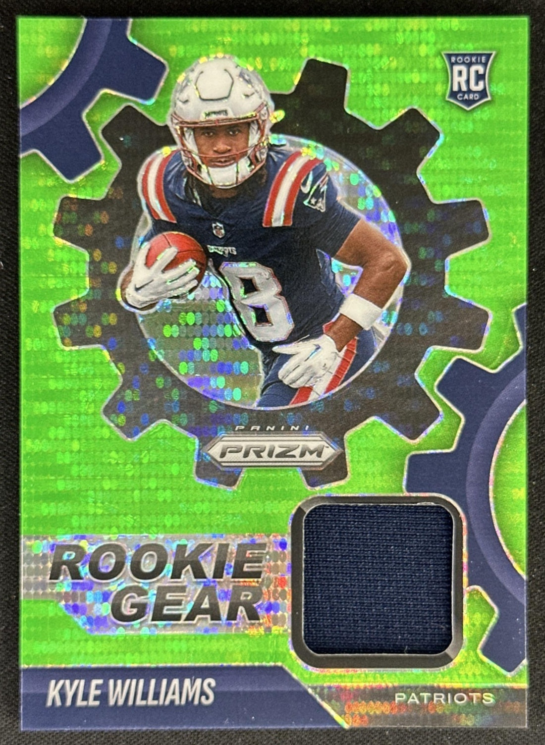 Kyle Williams 2025 Panini Prizm Rookie Gear Neon Green Pulsar Patriots