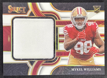 Mykel Williams 2025 Panini Select Jumbo Rookie Swatch White Prizm /99 49ers