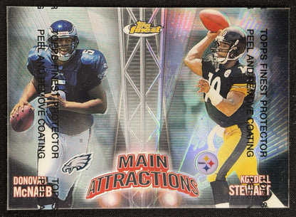 Donovan McNabb Kordell Stewart 1999 Topps Finest Main Attractions Dual Refractors - Front