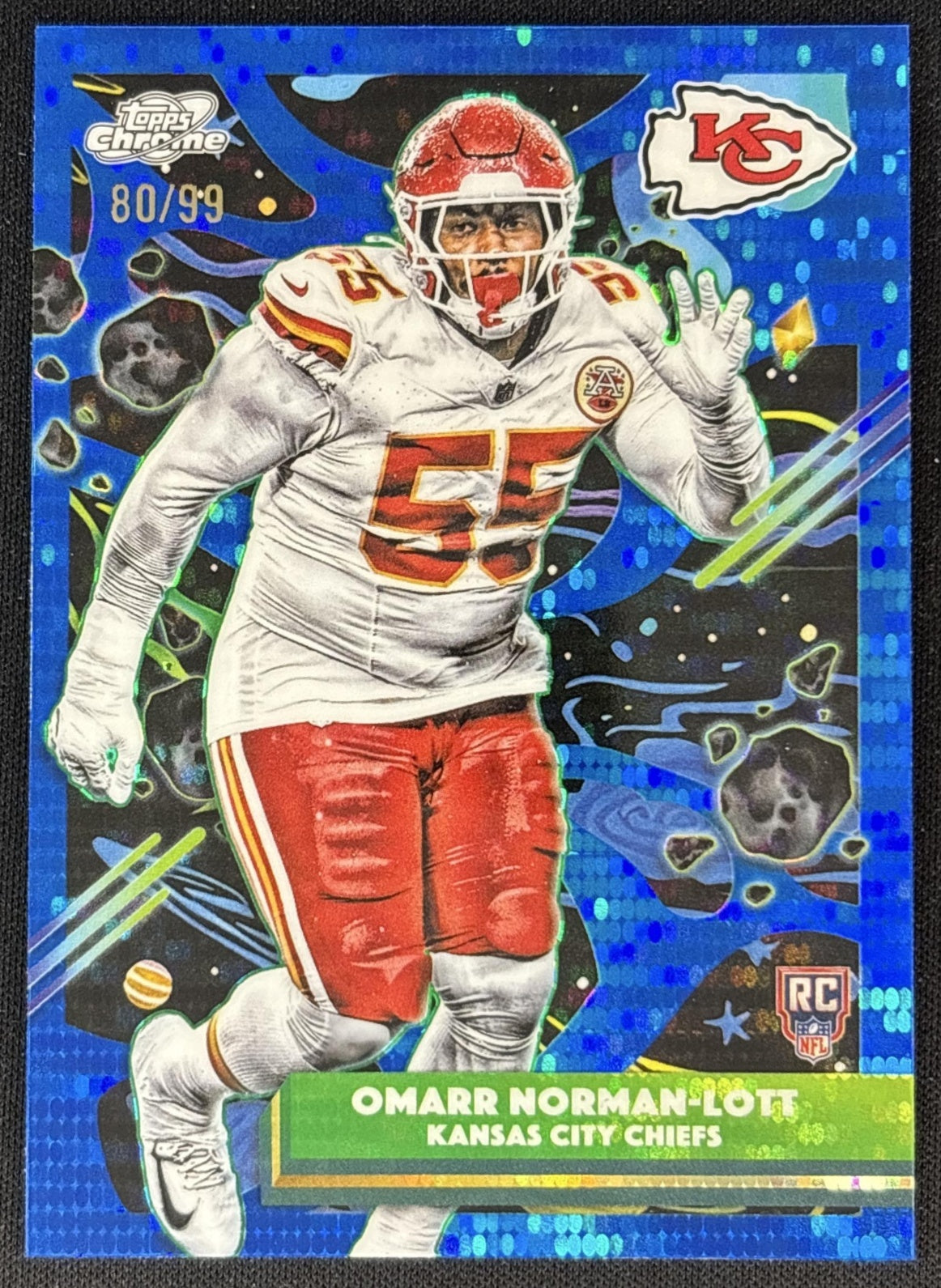 Omarr Norman-Lott 2025 Topps Cosmic Chrome Blue Moon Refractor /99 Chiefs Front