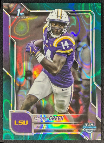 Trey'Dez Green 2025 Chrome University Prospects Teal Lava Refractor Tigers Football