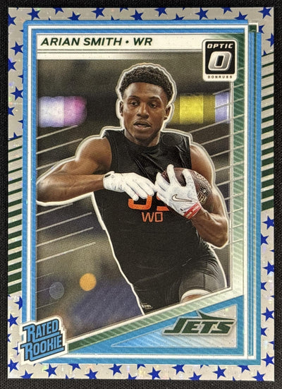Arian Smith 2025 Panini Donruss Optic Rated Rookie Stars Prizm Jets Sports Trading Cards
