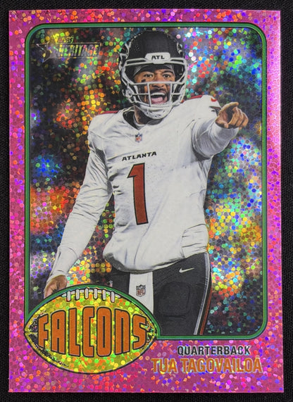 Tua Tagovailoa 2026 Topps Heritage Chrome Pink Sparkle Falcons