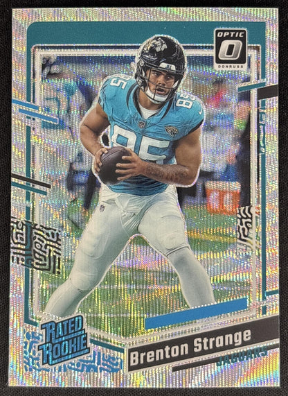 Brenton Strange 2023 Panini Donruss Optic Wave Prizm /300 Jaguars front