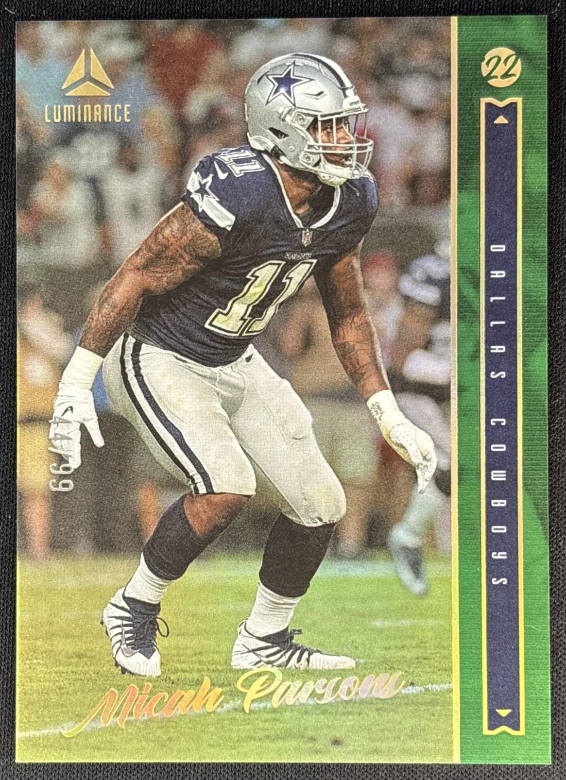 Micah Parsons 2022 Panini Luminance Green /99 Cowboys