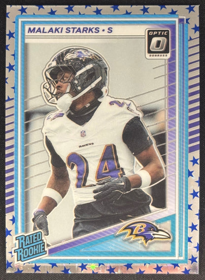 Malaki Starks 2025 Donruss Optic Rated Rookie Stars Prizm Ravens Sports Trading Card