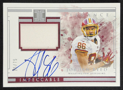 Jordan Reed 2019 Panini Impeccable Elegance Veteran Patch Autos /75 Redskins Sports Trading Card