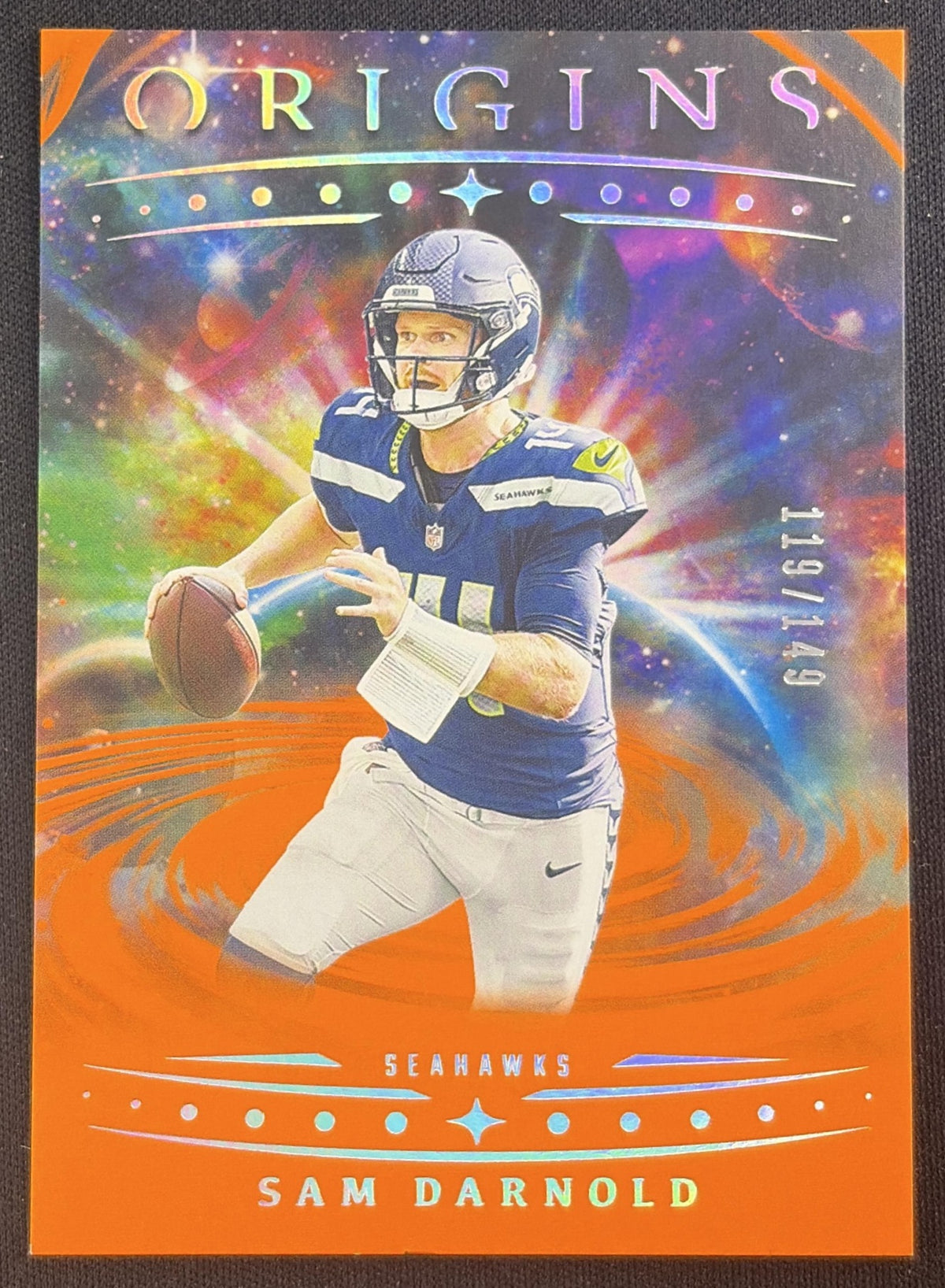 Sam Darnold 2025 Panini Origins Orange /149 Seahawks Sports Trading Card