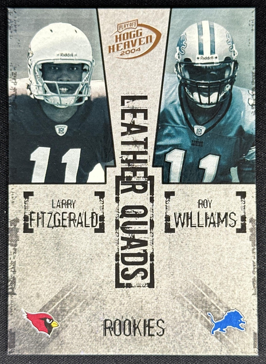 Larry Fitzgerald Roy Williams Reggie Lee Evans 2004 Hogg Heaven Leather Quads /1250 Cardinals Jaguars Lions Bills