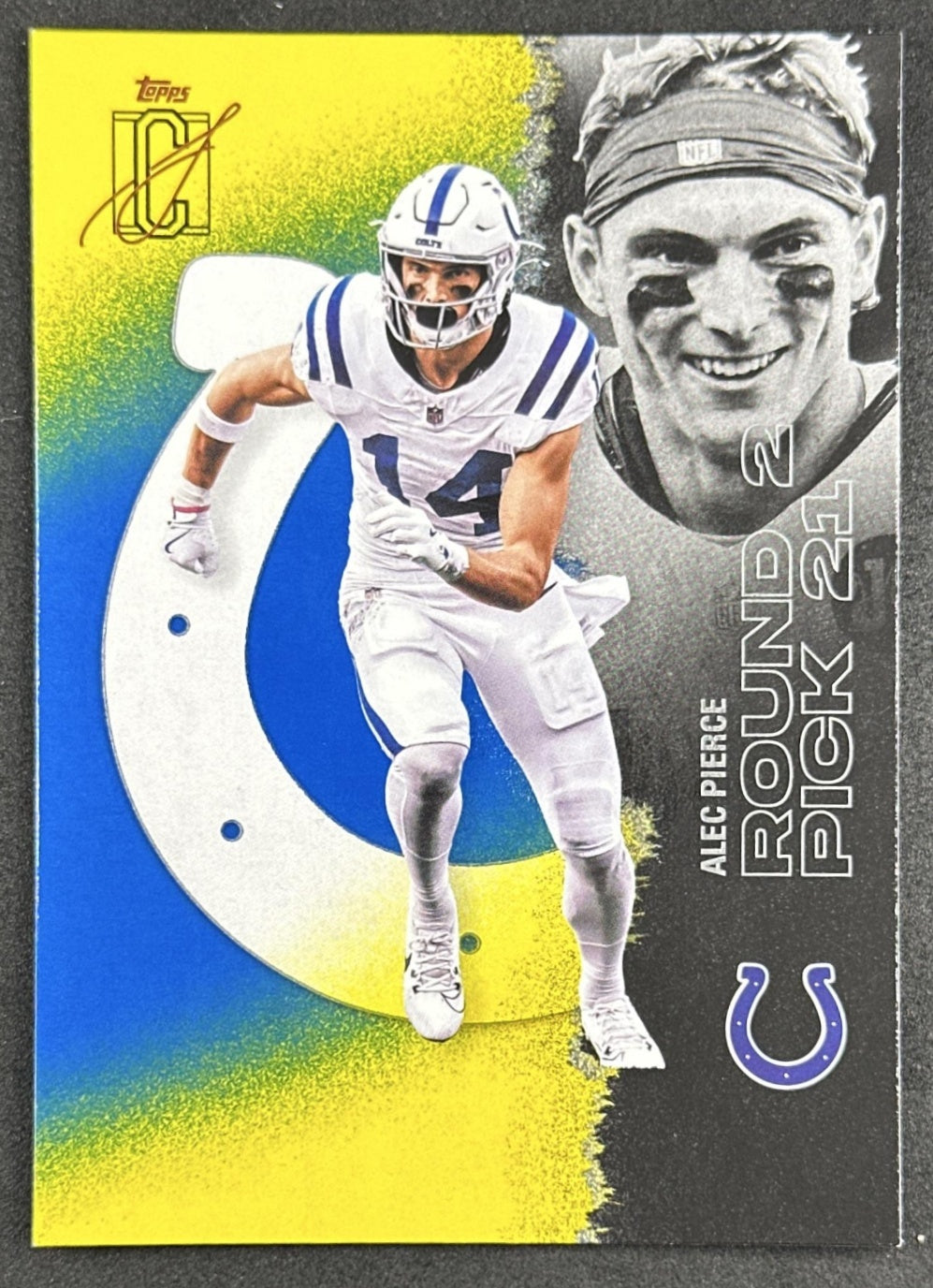 Alec Pierce 2025 Topps Signature Class Veteran Blue & Yellow Foil Colts front sports trading card