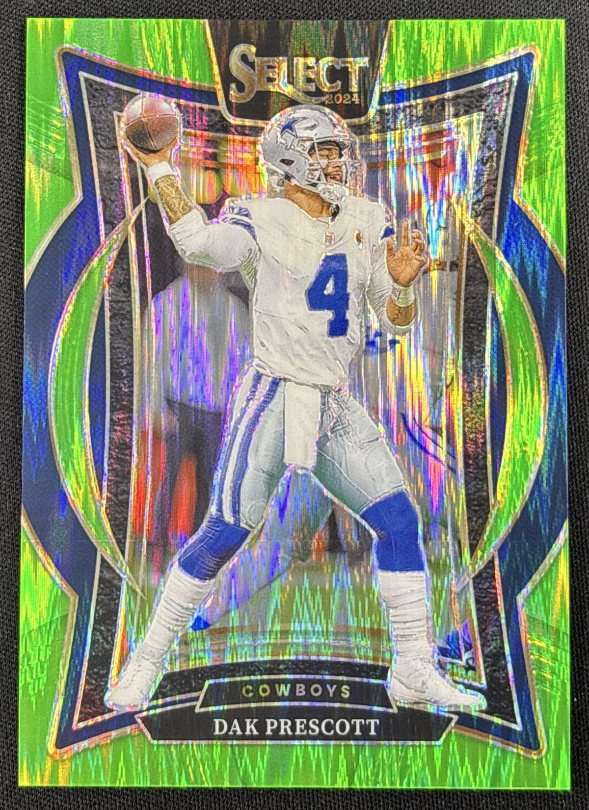 Dak Prescott 2024 Panini Select Concourse Neon Green Prizm Shock /599 Cowboys