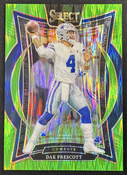 Dak Prescott 2024 Panini Select Concourse Neon Green Prizm Shock /599 Cowboys
