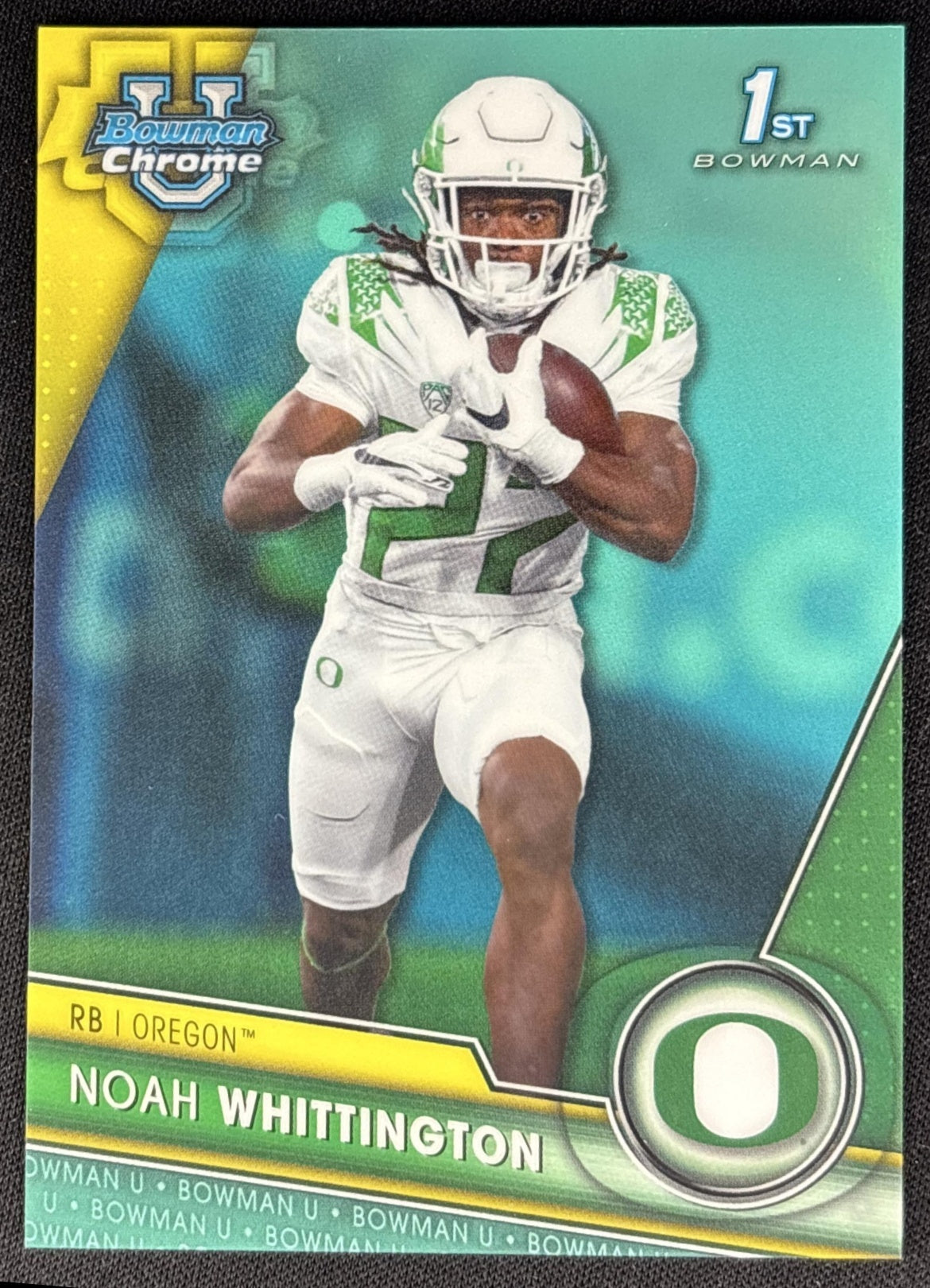 Noah Whittington 2023 Bowman University Chrome Aqua Refractor /299 Ducks front