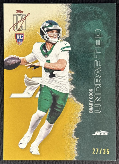 Brady Cook 2025 Topps Signature Class Rookie Gold Foil /35 Jets front