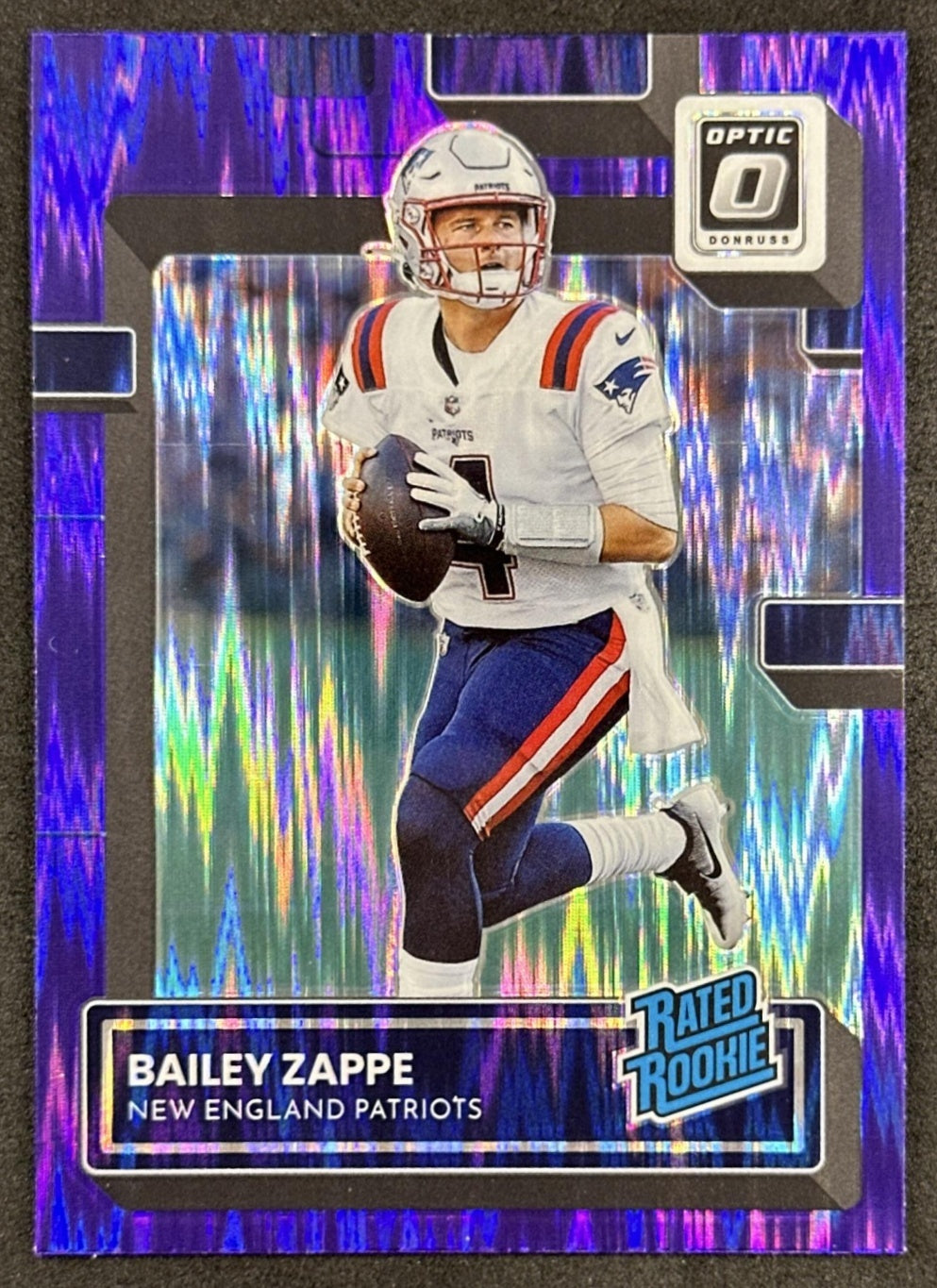 Bailey Zappe 2022 Panini Donruss Optic Purple Shock Patriots