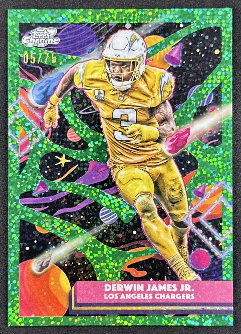 Derwin James Jr. 2025 Cosmic Chrome Green Space Dust Refractor /75 Chargers Sports Trading Cards